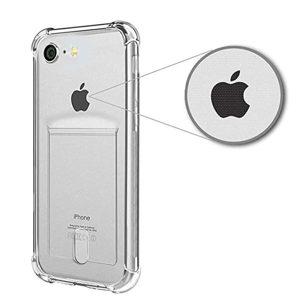 Beskyttende silikoneskal med kortholder - iPhone 7 Transparent