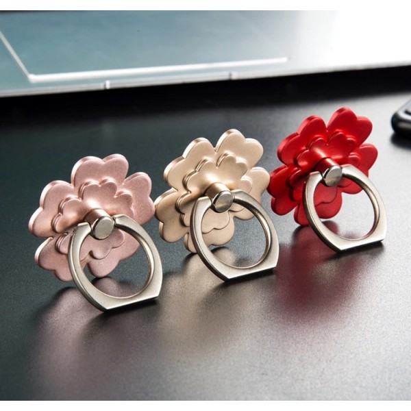 Elegant Smart Ring Holder med blomstermotiv til mobiltelefoner Röd