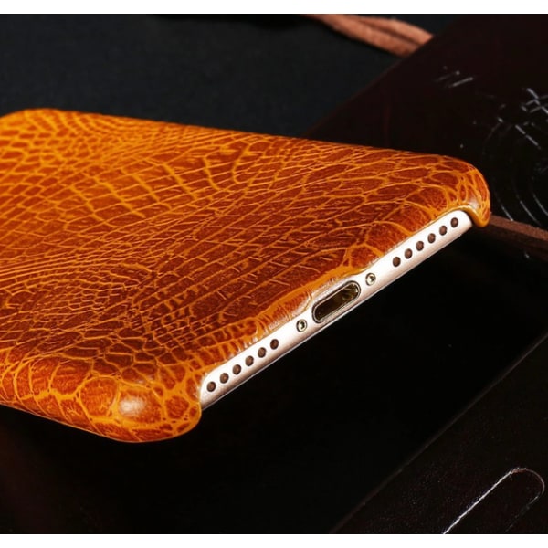 Tyylikäs eksklusiivinen kotelo krokotiilikuviolla - iPhone 8 (MAX PROTECTION) Ljusbrun