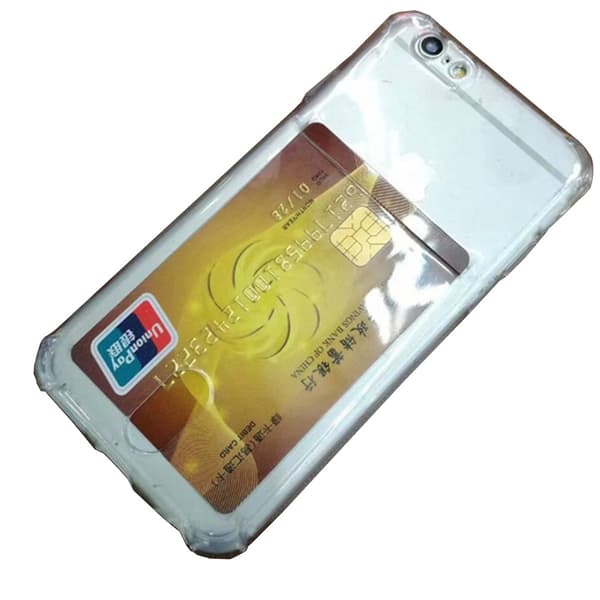 iPhone 8 - Kraftig Silikondeksel med Kortholder Transparent