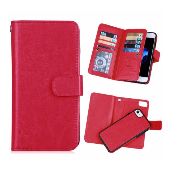 Robust Stilsäkert 9-korts Plånboksfodral för iPhone 7 PLUS Rosa