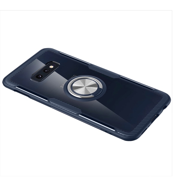Samsung Galaxy S10 Plus - Skal med Ringhållare (LEMAN) Marinblå/Silver
