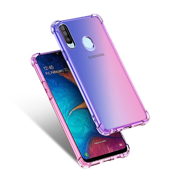 Skyddande Silikonskal - Samsung Galaxy A20S Blå/Rosa