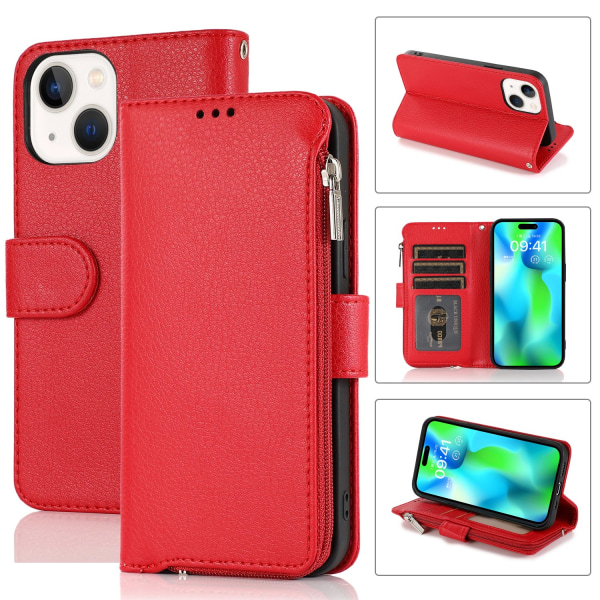 Lommebokdeksel med glidelås - Veske til iPhone 15 Red