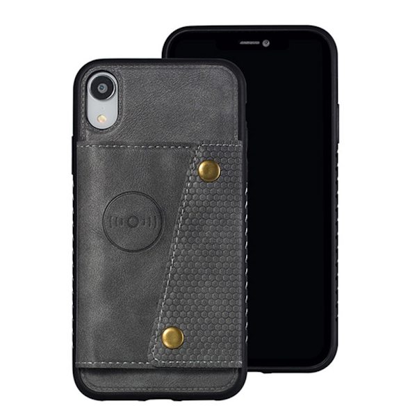 Smidigt Retro Skal med Korthållare - iPhone XR Mörkblå
