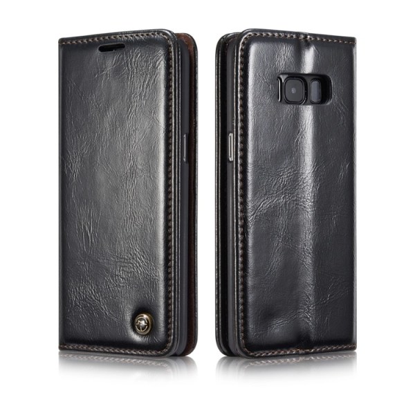 Elegant lommebokdeksel i skinn til Galaxy S8+ fra CASEME Svart
