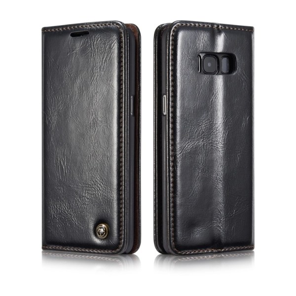 Elegant Plånboksfodral i Läder för Galaxy S8+ från CASEME Röd