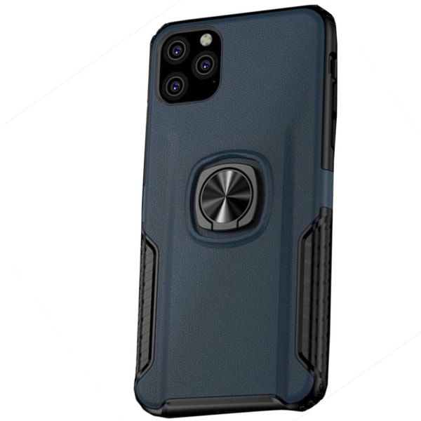 iPhone 11 Pro Max - Elegant Leman Skal med Ringh�llare Mörkblå