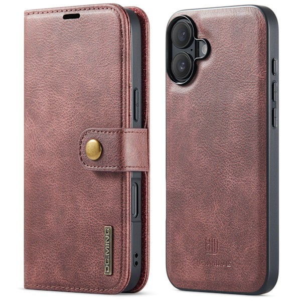 iPhone 16 - Magnetiskt 2-i-1Permium Plånboksfodral Grå