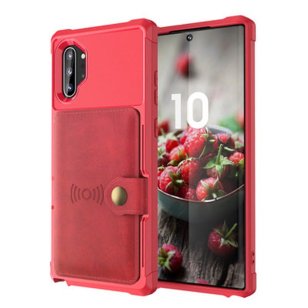 Glat cover med kortrum - Samsung Galaxy Note10 Plus Röd