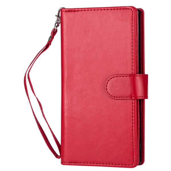 Stilig 9-korts lommebokdeksel - Samsung Galaxy S22 Ultra Röd