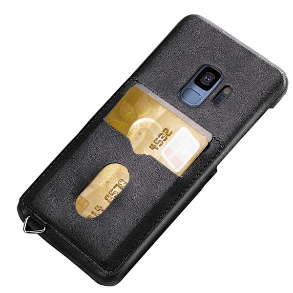 Samsung Galaxy S9 - Vintage Skal med Korthållare (LEMAN) Rosaröd