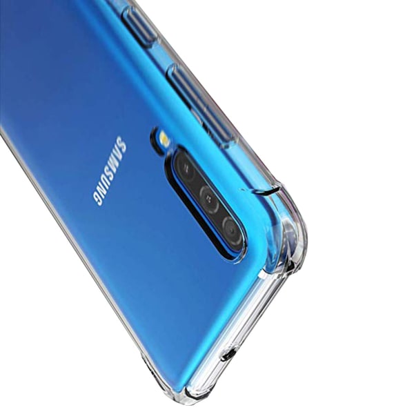 Samsung Galaxy A50 - Älykäs erittäin paksu kulmasilikoninen suojus Transparent/Genomskinlig