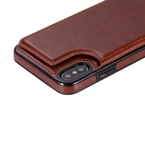 iPhone XS Max - Cover med pung/kortrum Brun