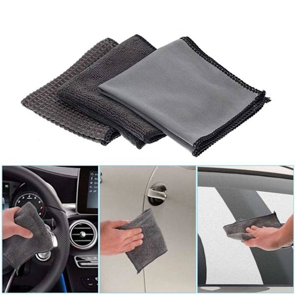 Effektfulla 9-Pack Microfibers Fordons Rengörings Set Svart