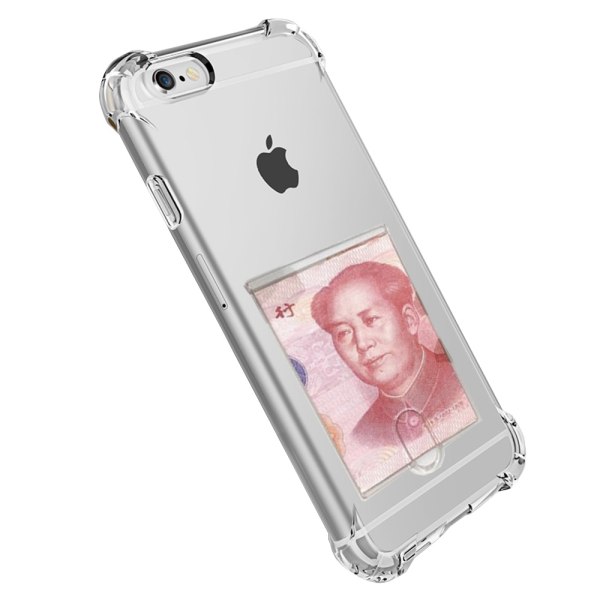Suojaava silikonikuori korttilokerolla - iPhone 6/6S PLUS Transparent/Genomskinlig