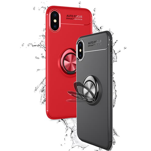 Robust Skyddsskal med Ringh�llare till iPhone X Röd/Röd