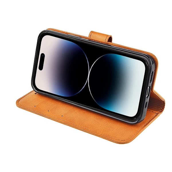 iPhone 15 PU-läderfodral - (2-kortfack) Grå