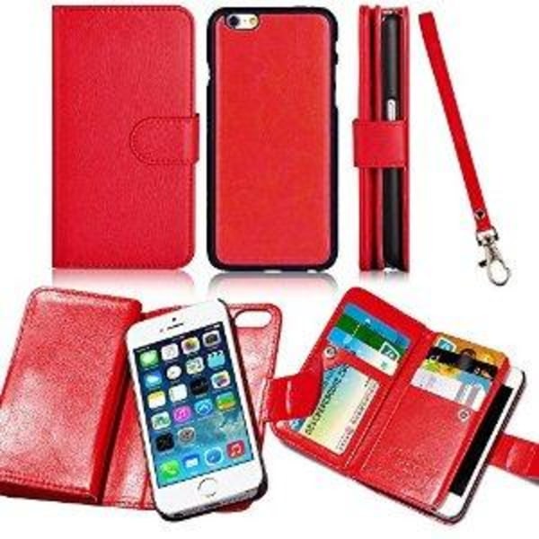 iPhone 6/6S - Tyylikäs nahkainen lompakkokotelo ROYBENiltä (PUNAINEN) Röd