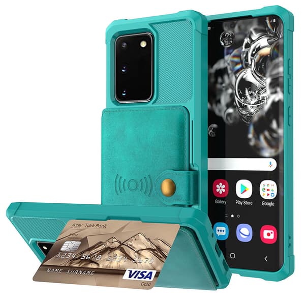 Glat cover med kortrum - Samsung Galaxy S20 Blå