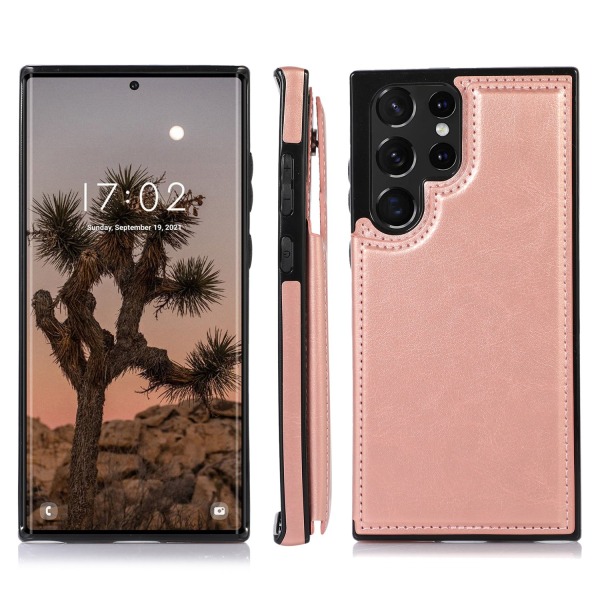 Samsung Galaxy S23 Ultra - Elegant cover til kortrum Rosaröd