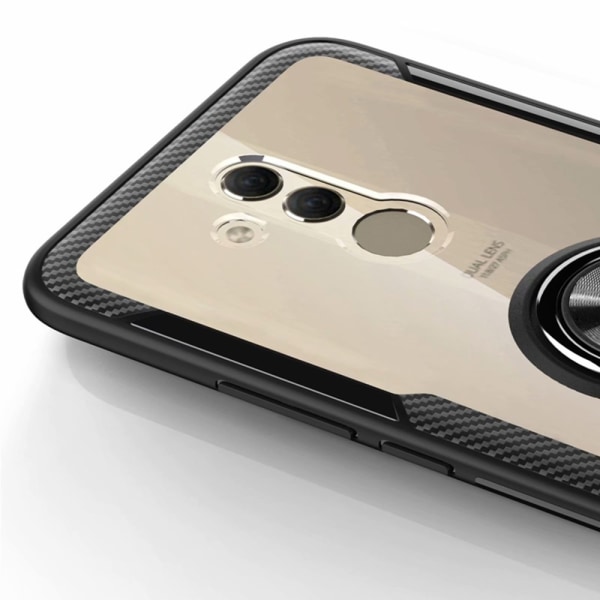 Huawei Mate 20 Lite - Gjennomtenkt Leman-deksel med ringholder Svart/Silver