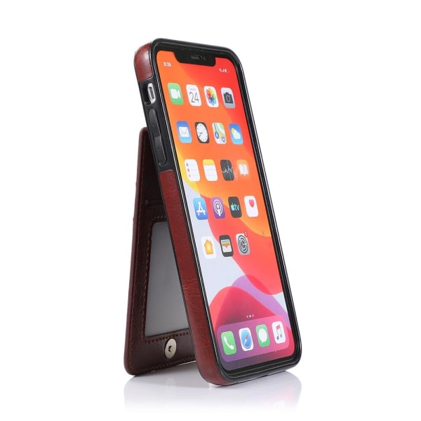 Tyylikäs sileä kotelo korttilokerolla (Leman) - iPhone 12 Pro Max Vit