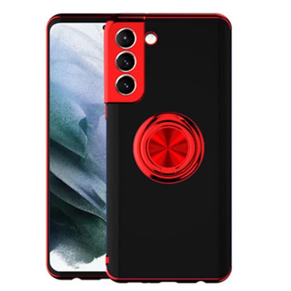 Elegant silikonecover med ringholder - Samsung Galaxy S21 Plus Blå