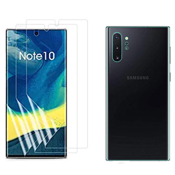 Edessä ja takana Note10+ näytönsuoja 9H Nano-Soft ProGuard Transparent/Genomskinlig