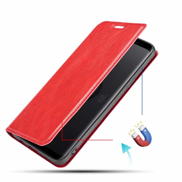 Beskyttende Retro Wallet Case - Samsung Galaxy S9 Röd