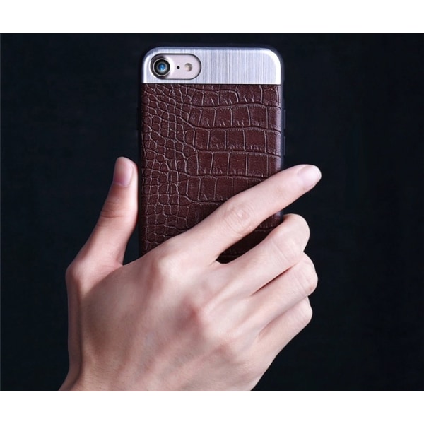 iPhone 7 Plus - Elegant Stilig Smart-deksel fra Croco-serien Vit