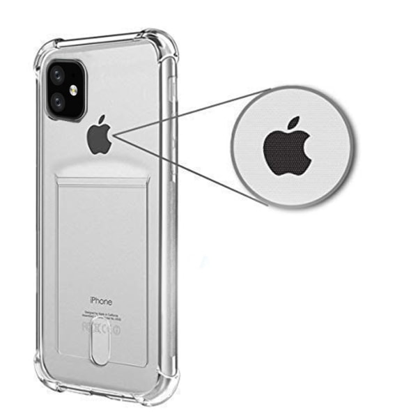 iPhone 11 Pro Max - Smidigt Silikonskal med Kortfack Transparent/Genomskinlig