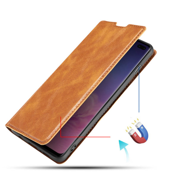Smidigt Vintage Pl�nboksfodral - Samsung Galaxy S10+ Svart