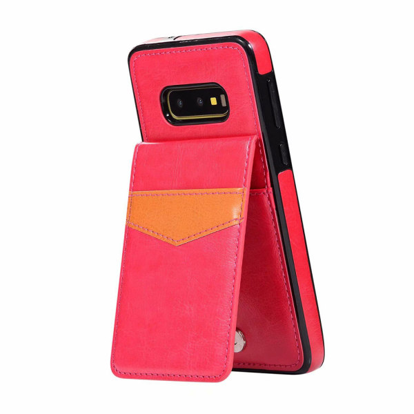 Tyylikäs älykäs kansi korttilokerolla - Samsung Galaxy S10E Röd