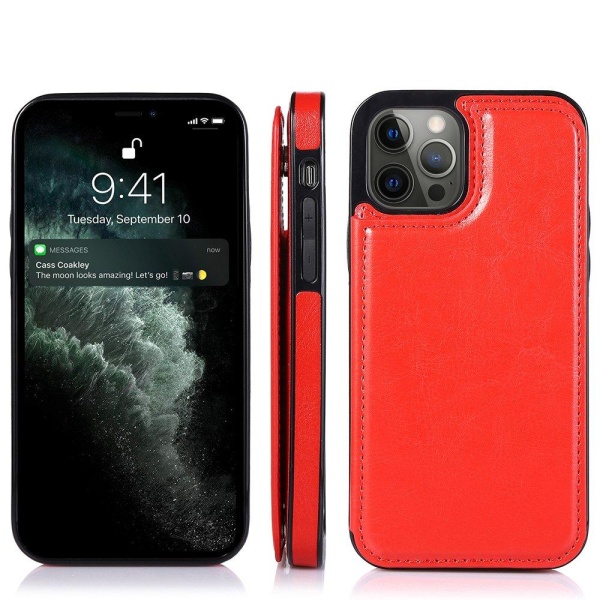 iPhone 13 Pro Max - Gjennomtenkt deksel med kortrom Röd