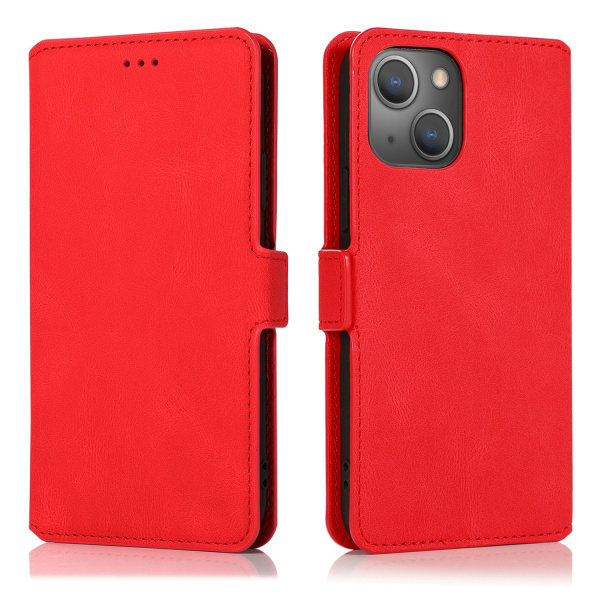 iPhone 15 Plus - Elegant Flip Wallet Skinnfodral Red