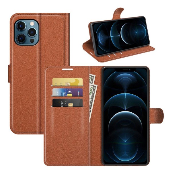 Tyylikäs käytännöllinen lompakkokotelo - iPhone 12 Pro Max Svart