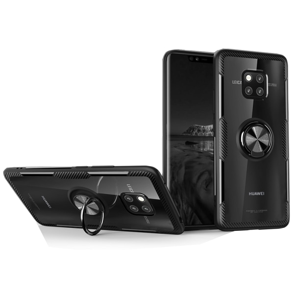 Beskyttende Leman-cover med ringholder - Huawei Mate 20 Pro Röd/Silver