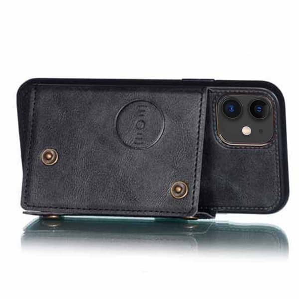 Glat stilfuldt cover med kortrum - iPhone 12 Mörkblå