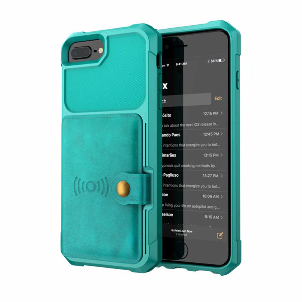 Smidigt Skal med Kortfack - iPhone 8 Plus Grön