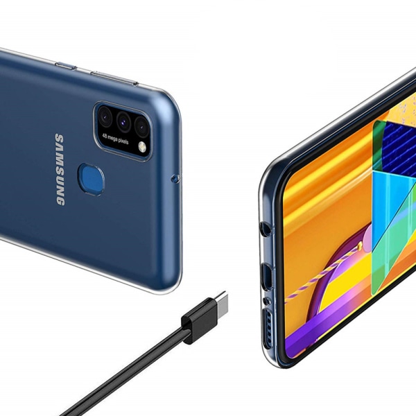 Samsung Galaxy A21S - Iskuja vaimentava silikonikuori Transparent/Genomskinlig
