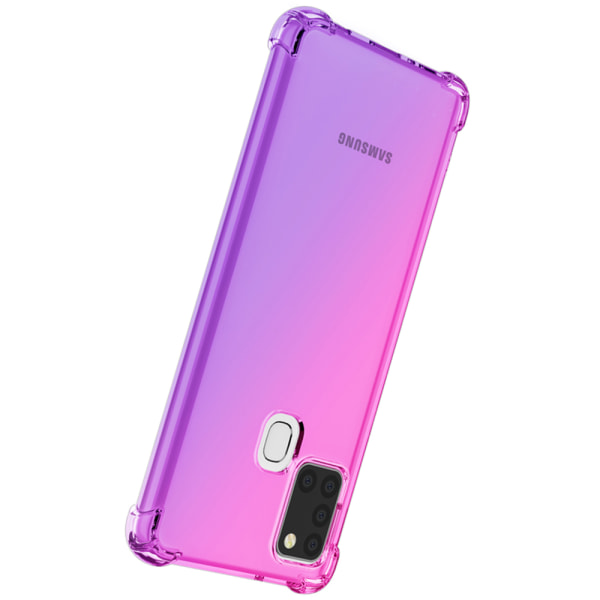 Samsung Galaxy A21S - Robust silikone beskyttelsescover Blå/Rosa