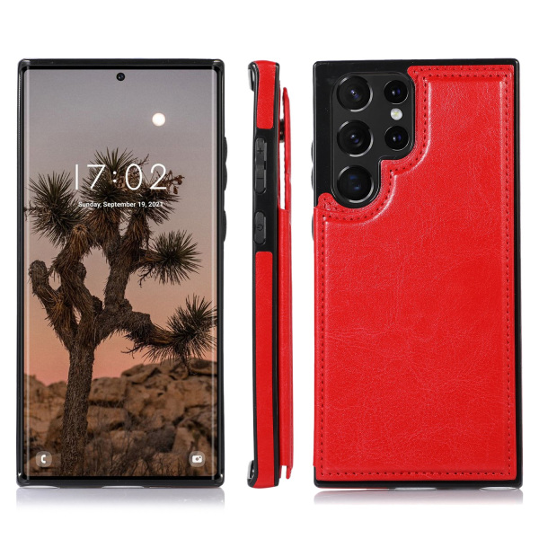 Samsung Galaxy S23 Ultra - Elegant cover til kortrum Röd