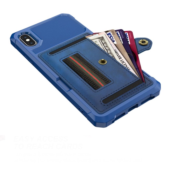 iPhone XS Max - Gennemtænkt cover med kortholder Blå