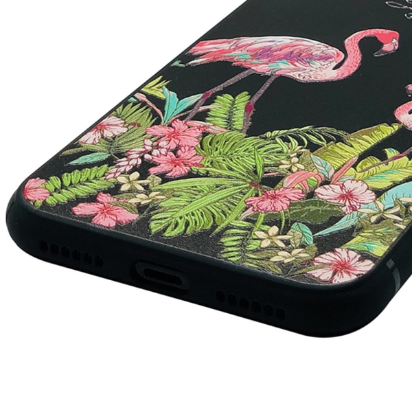 Beskyttende silikone cover til iPhone X/XS (SORT FLAMINGO)