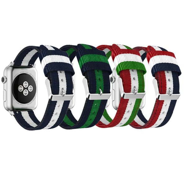 Apple Watch 40mm (4) - Armband i Vävt Nylon Blå/Vit/Röd