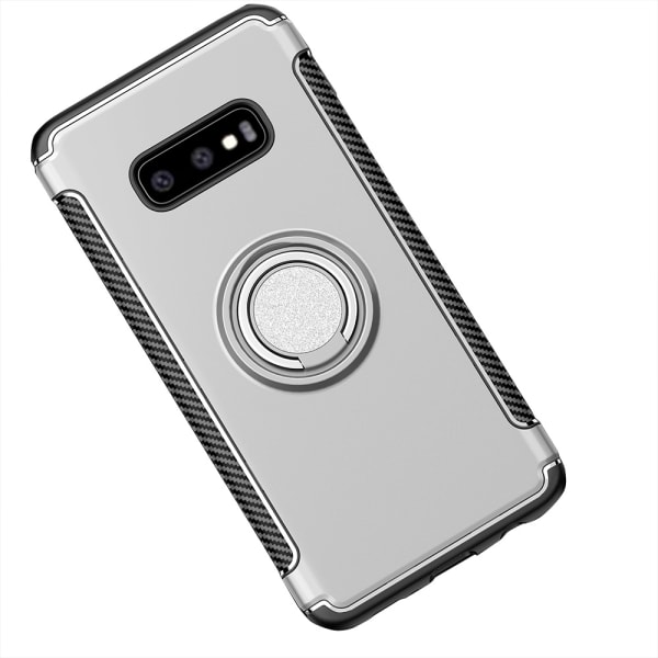 Samsung Galaxy S10e - Tyylikäs kansi sormustelineellä (FLOVEME) Silver