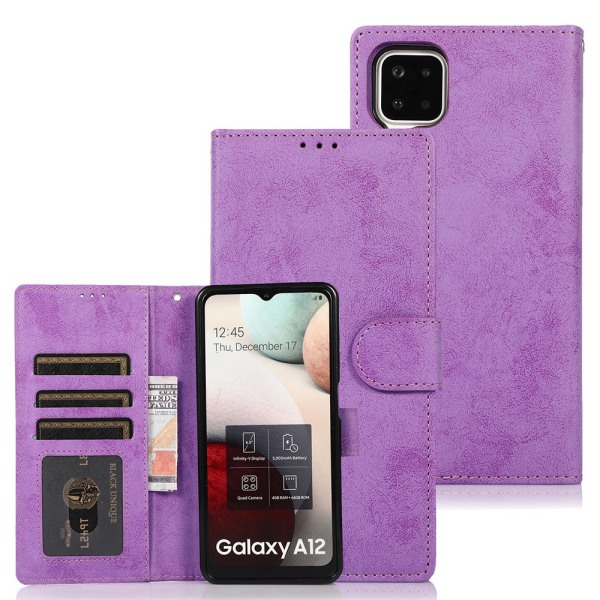 Gjennomtenkt fleksibelt lommebokdeksel - Samsung Galaxy A12 Lila