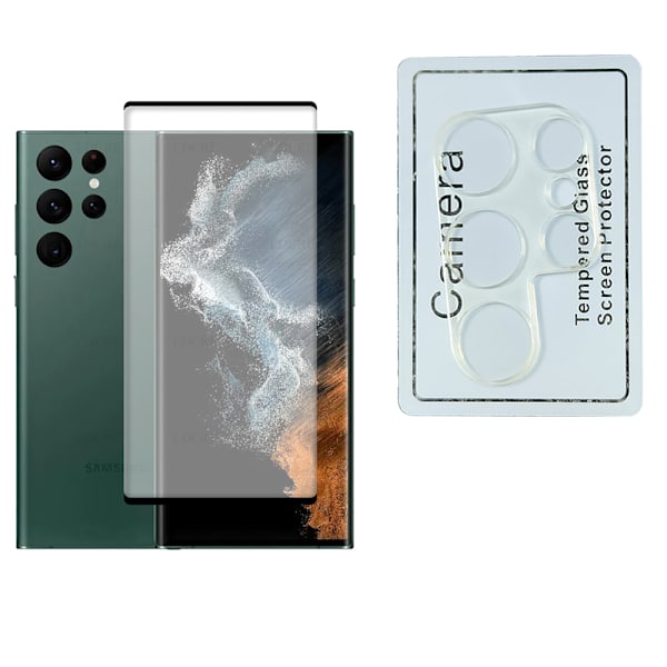 2-PAK CASE-Friendly Skærmbeskyttelse + Kameralinsebeskyttelse Galaxy S22 Ult Transparent
