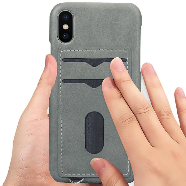 iPhone X/XS - Elegant Kraftfullt Skal med Kortfack Grön